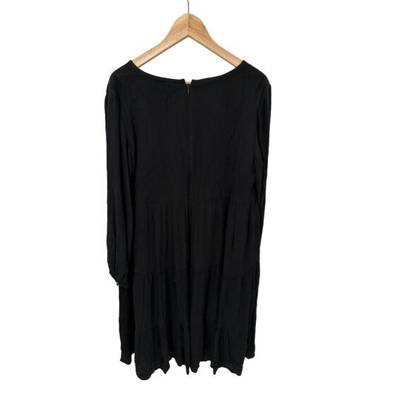 LOFT NWT Black Swing Tiered Button Front Long Sleeve Midi Dress // M - Picture 8 of 8